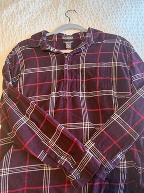 Eddie BauerChecked Long-Sleeve Shirt - Burgundy Plaid